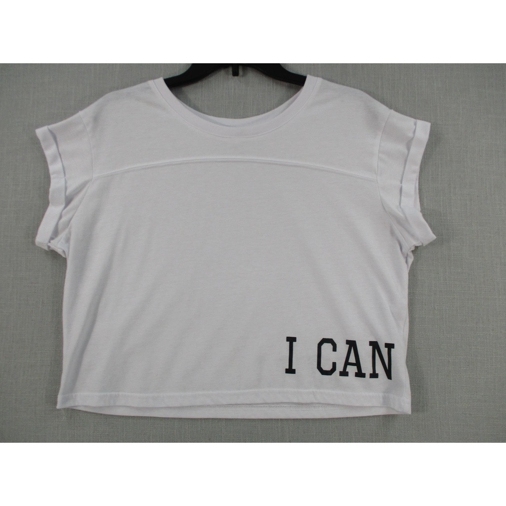 ATHLETIC COLLECTION White Motivational‎ Graphic Crop Top T Shirt Womens Size M